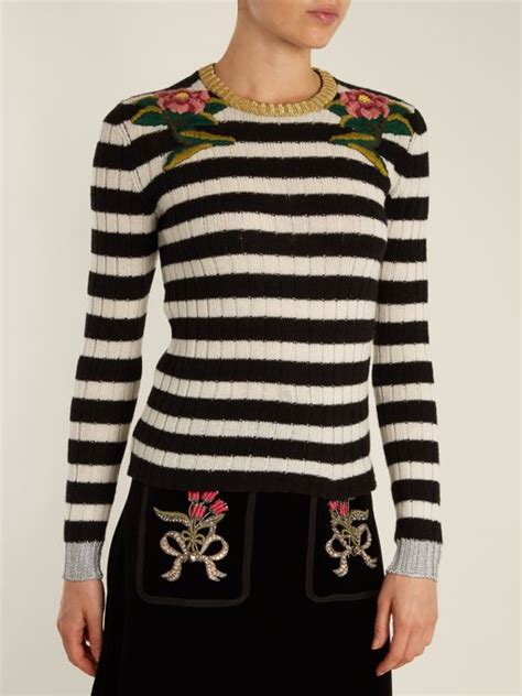 floral-embroidered striped cashmere-blend sweater gucci net a porter|Gucci handbags.